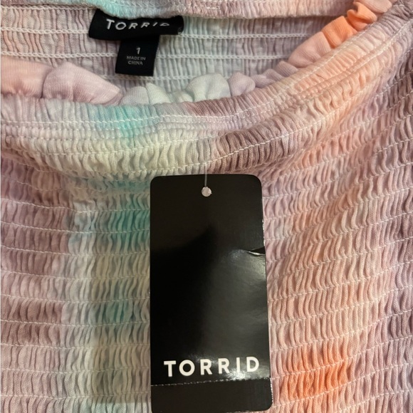 Torrid Knit Off The Shoulder Bell Sleeve Multi Tie Dye Babydoll - Size 1x - NWT - Picture 6 of 6